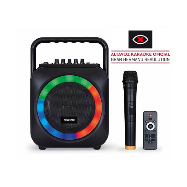 FONESTAR box-35led ''Gran Hermano: Revolution'' altavoz portátil karaoke bluetooth USB SD luces led
